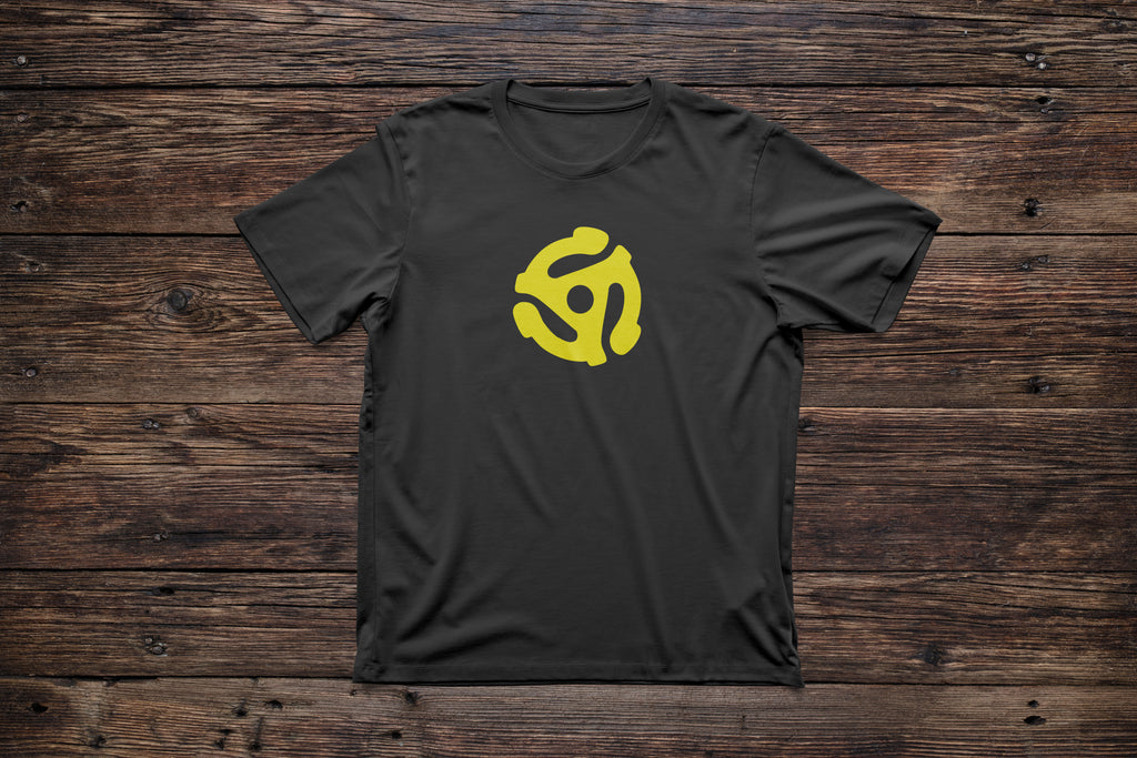 Retro 45 RPM Record Adapter Unisex T-Shirt – Soft & Eco-Friendly Design