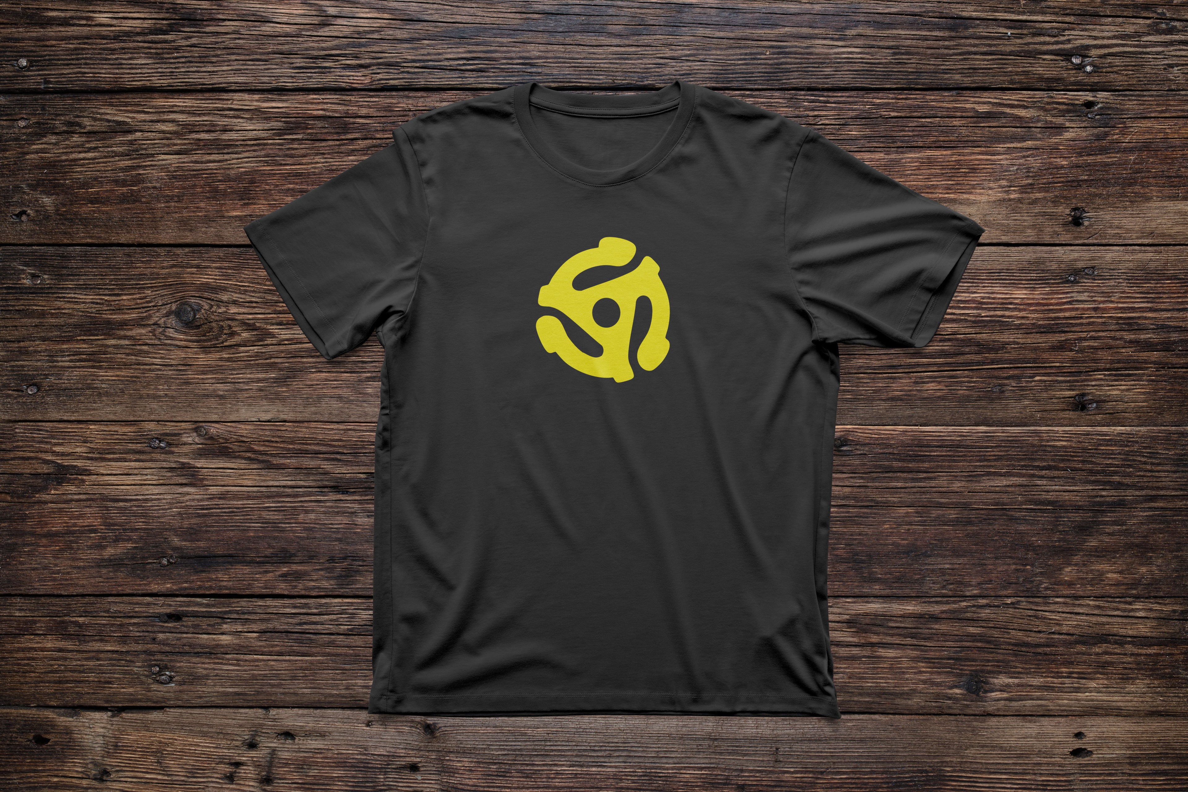 Retro 45 RPM Record Adapter Unisex T-Shirt – Soft & Eco-Friendly Design