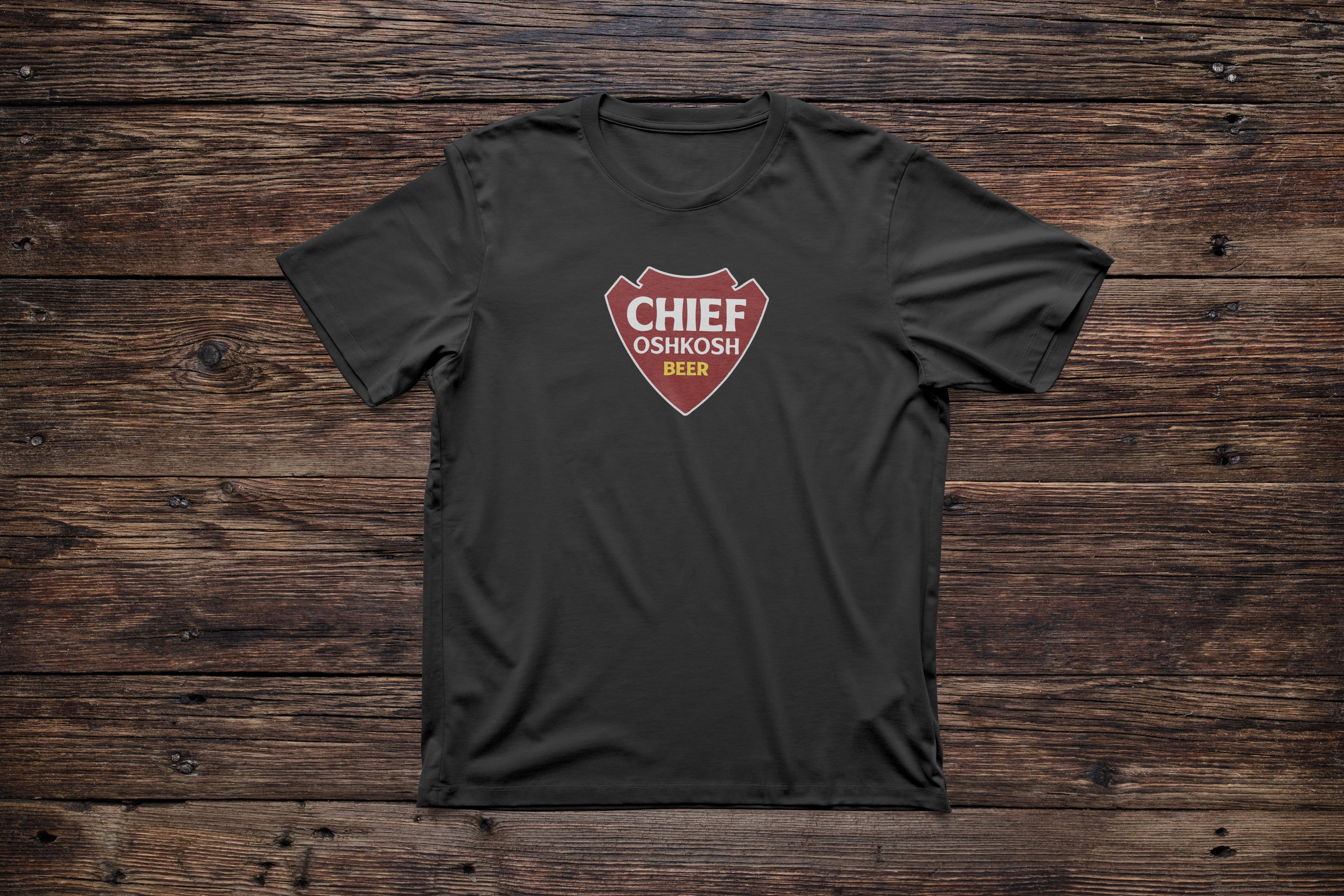 Chief Oshkosh Beer Retro T-Shirt – Celebrate Wisconsin Brewing Heritage