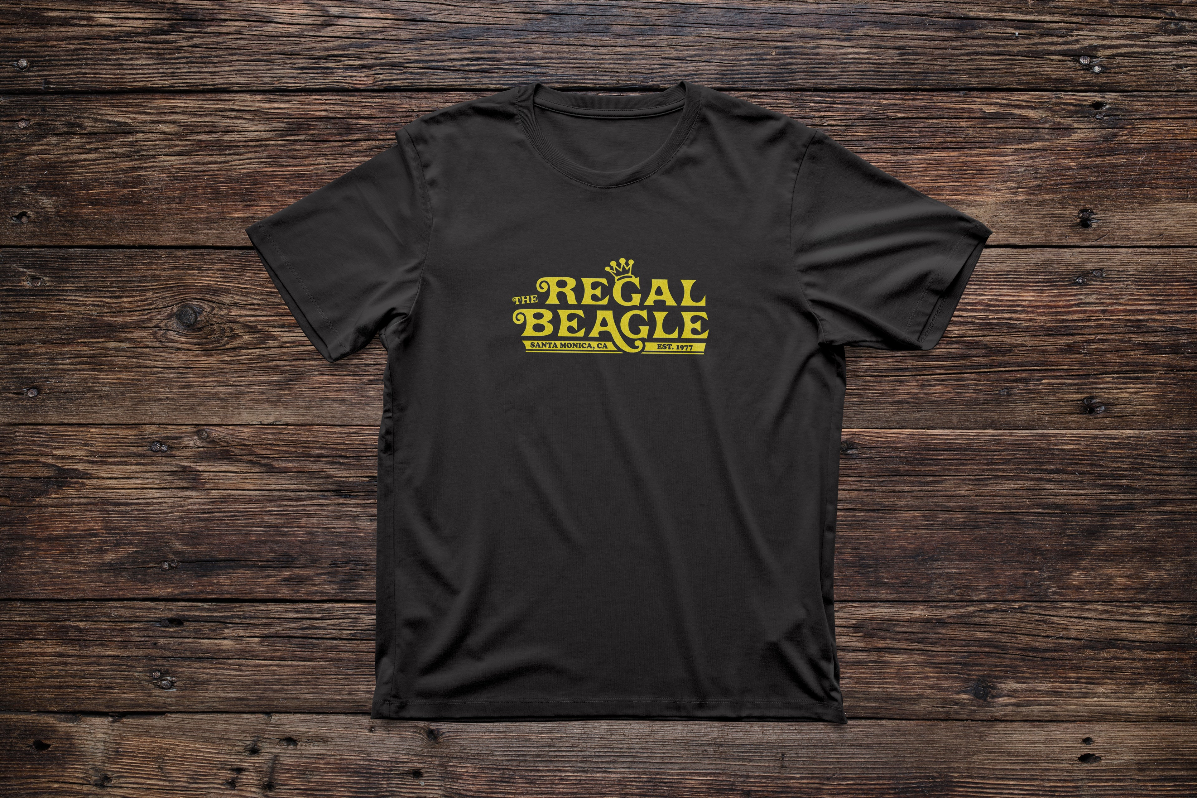 The Regal Beagle Logo T-Shirt – Black Unisex DTG-Ready Design